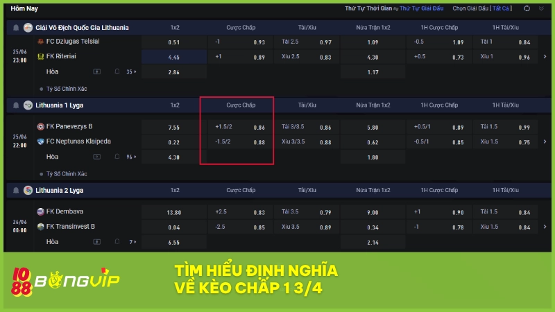 Kèo 1 3/4 là dạng châu Á thể hiện sự chênh lệch rõ giữa hai đội